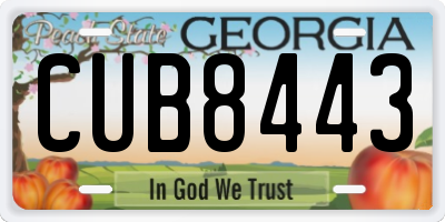 GA license plate CUB8443