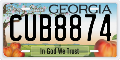GA license plate CUB8874