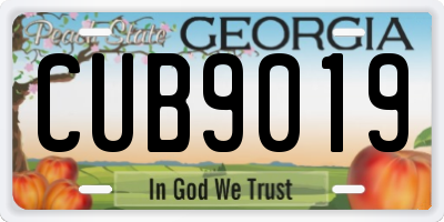 GA license plate CUB9019