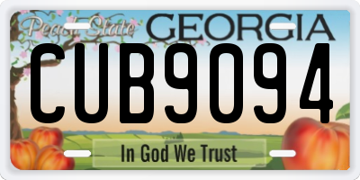 GA license plate CUB9094