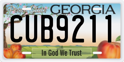 GA license plate CUB9211