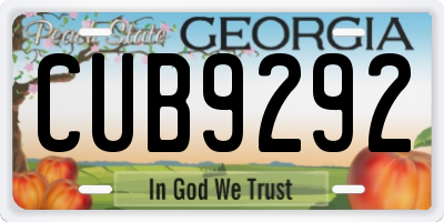 GA license plate CUB9292