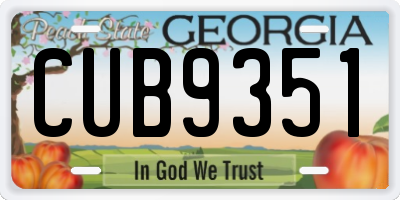 GA license plate CUB9351
