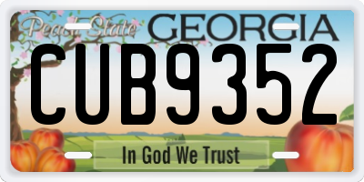 GA license plate CUB9352
