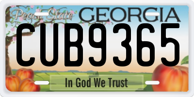 GA license plate CUB9365