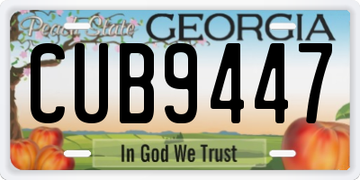 GA license plate CUB9447