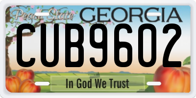 GA license plate CUB9602