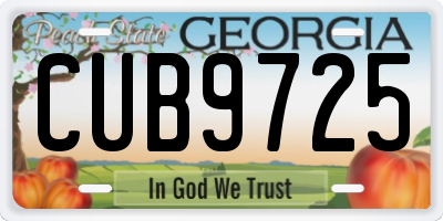 GA license plate CUB9725
