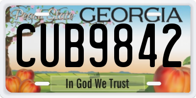 GA license plate CUB9842