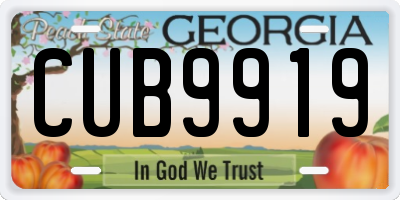 GA license plate CUB9919