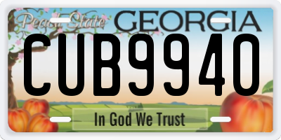 GA license plate CUB9940