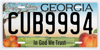 GA license plate CUB9994