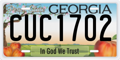 GA license plate CUC1702