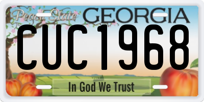 GA license plate CUC1968