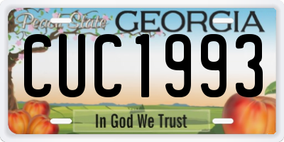 GA license plate CUC1993