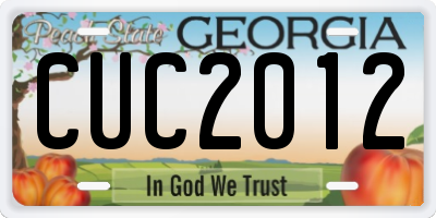 GA license plate CUC2012