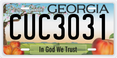 GA license plate CUC3031