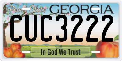 GA license plate CUC3222