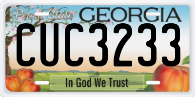 GA license plate CUC3233