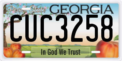 GA license plate CUC3258