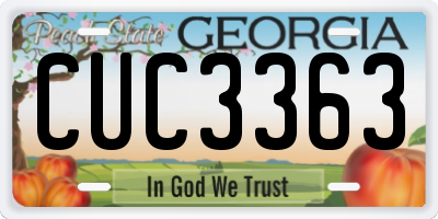 GA license plate CUC3363