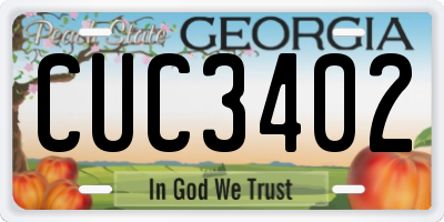 GA license plate CUC3402