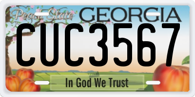 GA license plate CUC3567