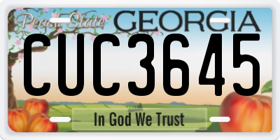 GA license plate CUC3645