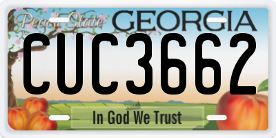 GA license plate CUC3662