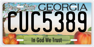 GA license plate CUC5389