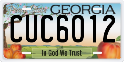 GA license plate CUC6012