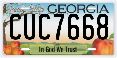 GA license plate CUC7668