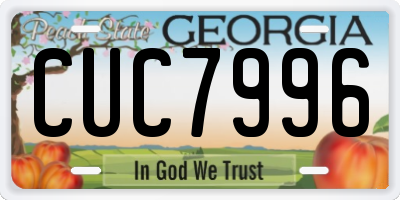 GA license plate CUC7996