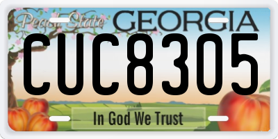 GA license plate CUC8305