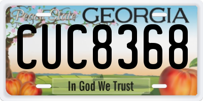 GA license plate CUC8368