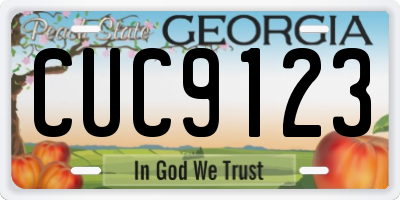 GA license plate CUC9123