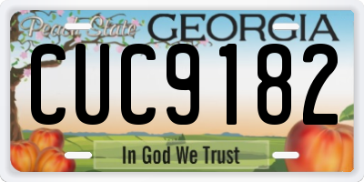 GA license plate CUC9182