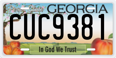 GA license plate CUC9381