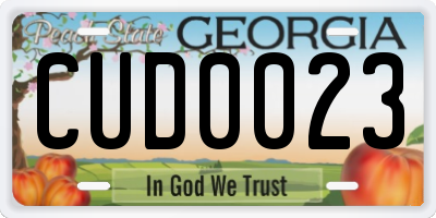 GA license plate CUD0023