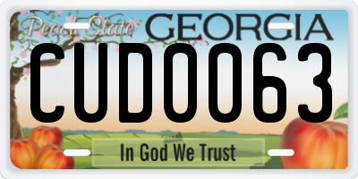 GA license plate CUD0063