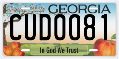 GA license plate CUD0081