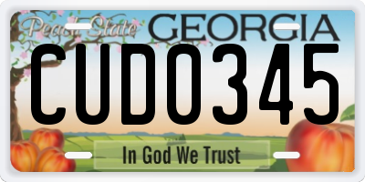 GA license plate CUD0345