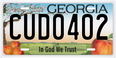 GA license plate CUD0402