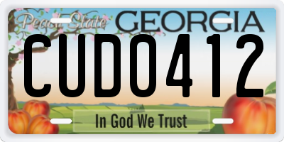 GA license plate CUD0412