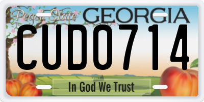 GA license plate CUD0714