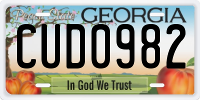 GA license plate CUD0982