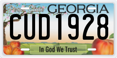 GA license plate CUD1928