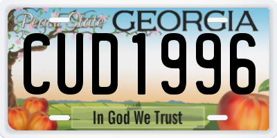 GA license plate CUD1996