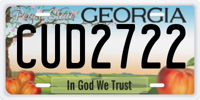 GA license plate CUD2722