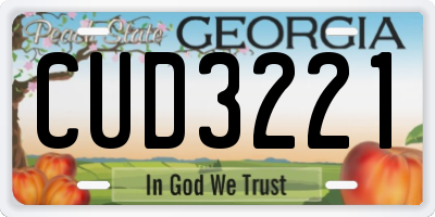 GA license plate CUD3221